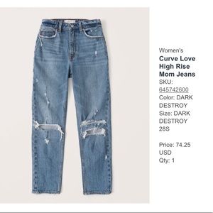 Abercrombie Curve Love High Rise Mom Jeans